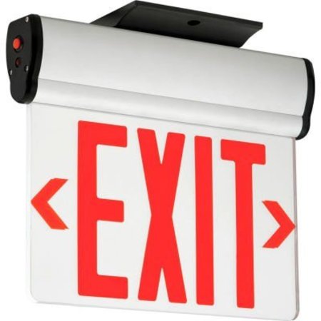 HUBBELL LIGHTING Hubbell LED Edge-Lit Exit, Double-Face, Red Letters, Surface Mount, w/Battery Back-up CELS2RNE